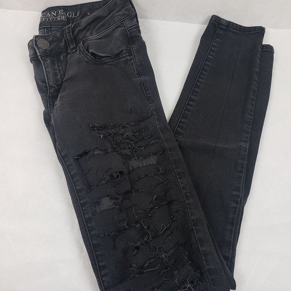 American Eagle Outfitters Denim - American eagle distressed black jeggings size 2